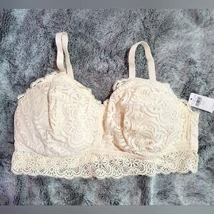 NWT Aerie Cream Floral Lace Bralette